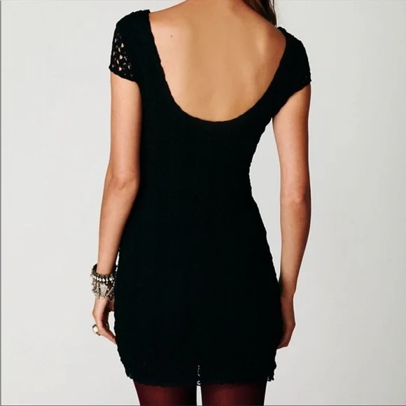 Free People Zanna Amhurst Black Crochet Dress Womens Medium - Picture 5 of 13